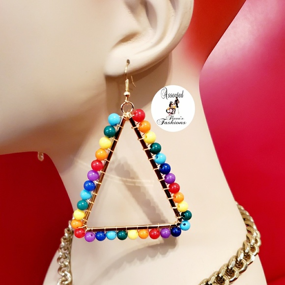 Rainbow Beaded Earrings - Picture 7 of 9